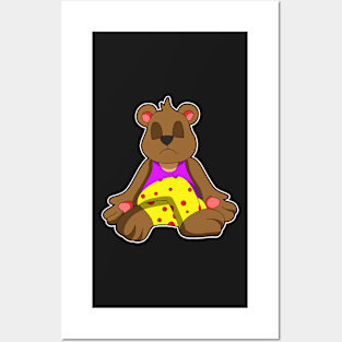 Bear at Yoga with Legs crossed Posters and Art